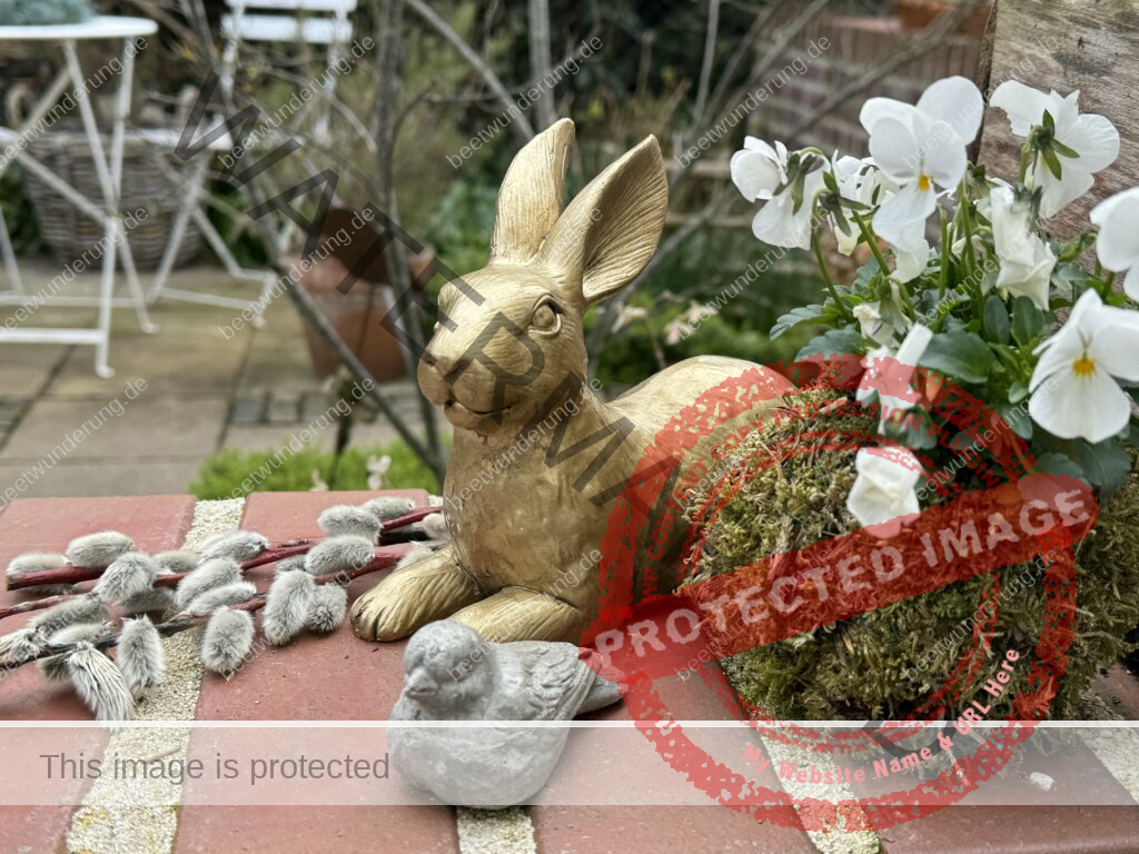 Osterhase, gold, Vogel, beton, Dekoration, Osterdekoration